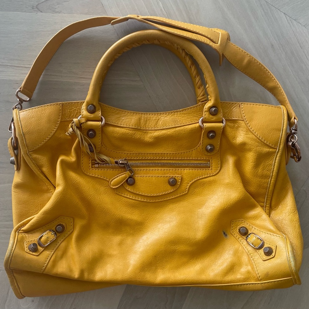 Balenciaga Yellow Shoulder Bag with Classic Hardware